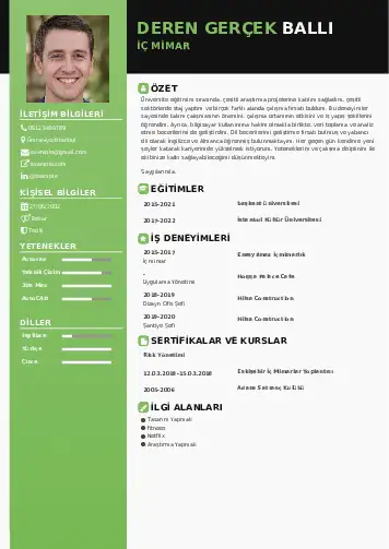 İç Mimar Cv Örnekleri cv indir